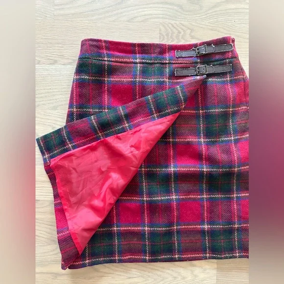 Boden Red Plaid Midi Skirt - Picture 2 of 6
